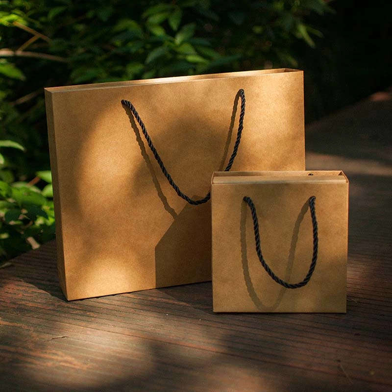 Bolsas de papel de promoción de la caja de regalo papel de artesanía de Compras la bolsa Tote bolsas de papel Kraft marrón Bolsas con asa retorcida