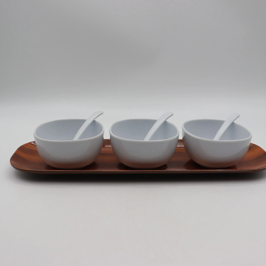 Customized Shape Melamine Bowl Set with Tray