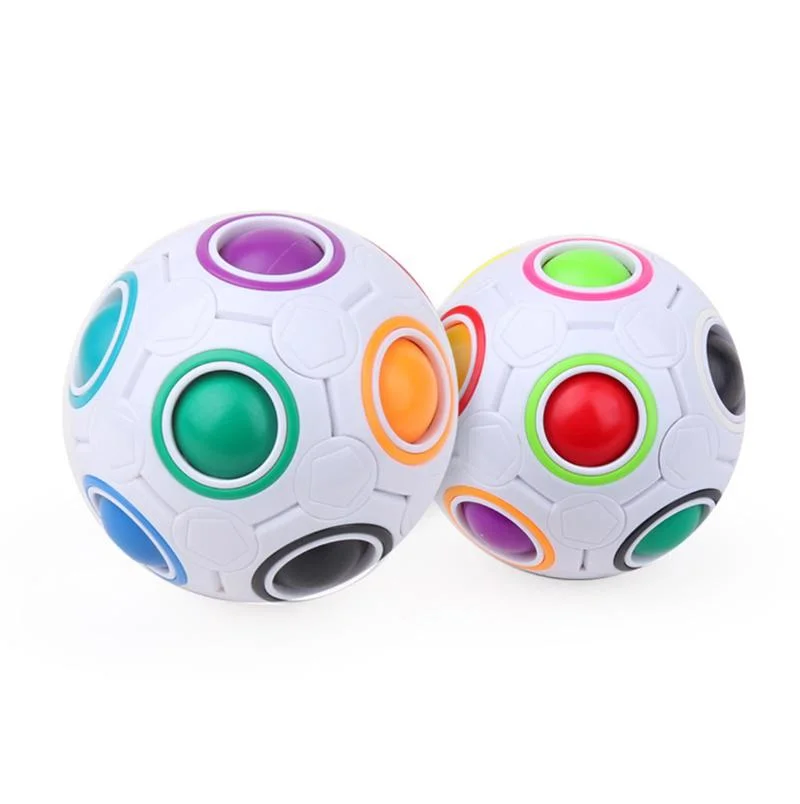 Fidget inteligente juguete Kids Puzzle Magic 12 agujeros Creative Rainbow fútbol balón Cubo mágico Puzzle calmante para el estrés de interés Rainbow Magic Ball divertido Fidget Cubo