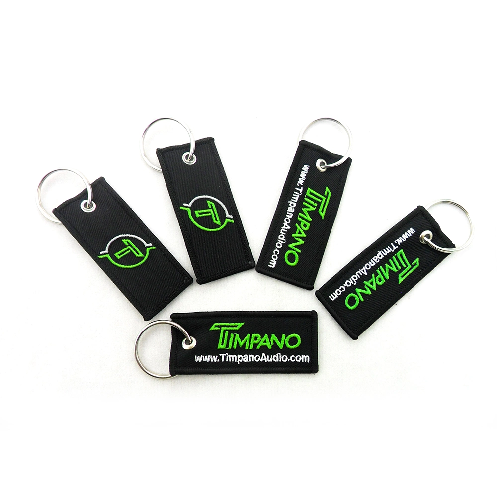 Cheap Promotion Gift Company Logo Name Motorcycle Car Embroidered Key Holder Ring Chain Fabric Tag Custom Embroidery Keychain