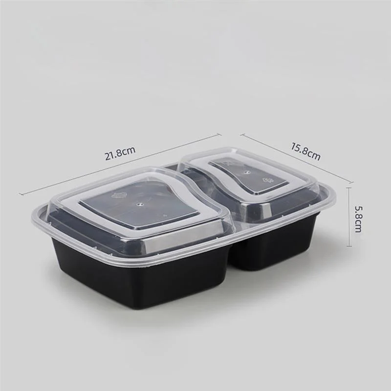 Comida desechables envases Prep 2 Compartimento Caja de almacenamiento de alimentos seguros microondas Fiambreras con tapas