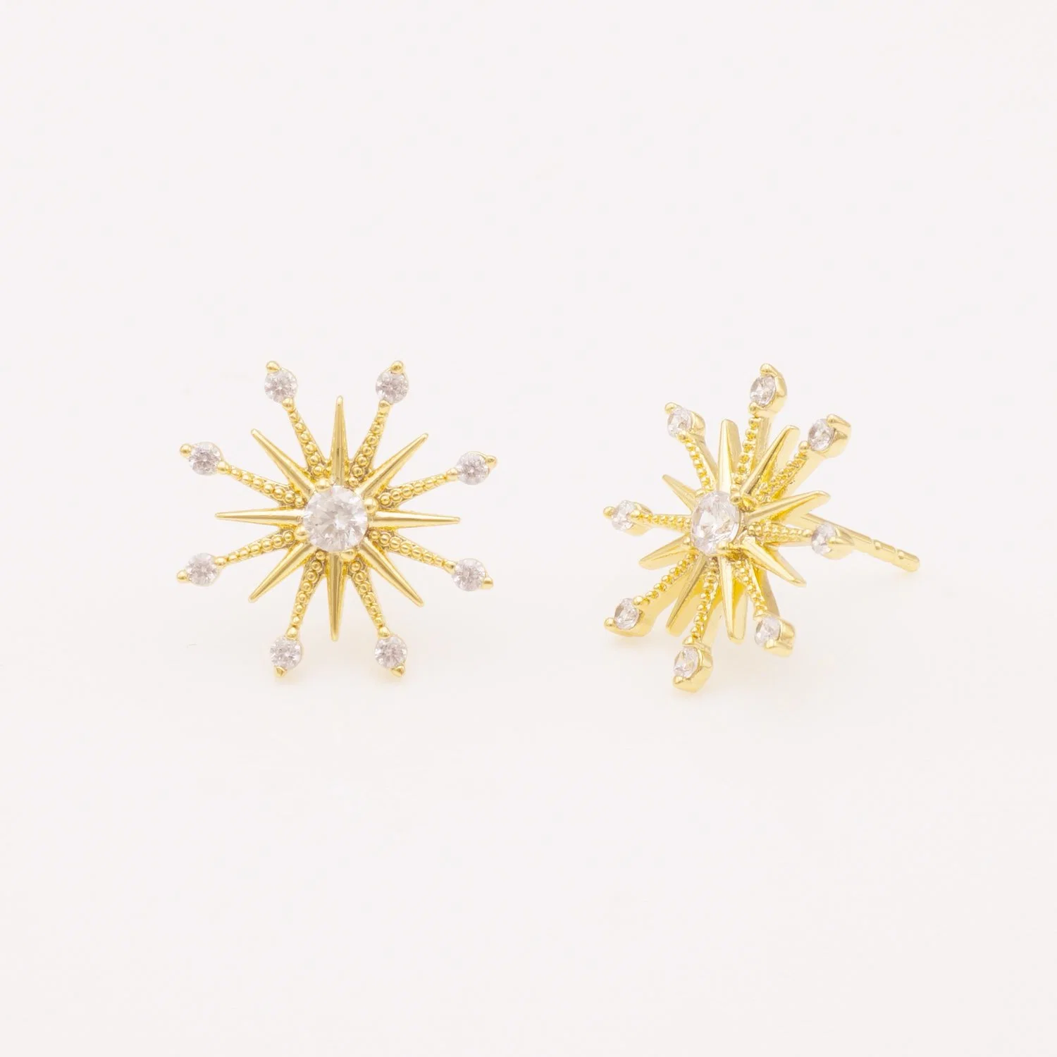 OEM Design Simple Fashion 18K Gold Sterling Silver Sunflower Stud Earring Jewellery