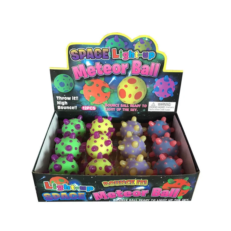 2022 TPR Puzzle Bouncy Ball Toys Children's Gifts Bulk Fidgeting Multi-Color Light up LED Luminous Meteor Bouncing Balls