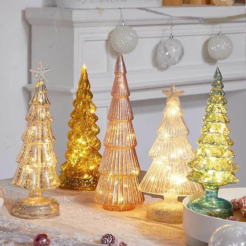 Adornos de Navidad luces LED Regalos de Navidad vidrio artificial árbol de Navidad