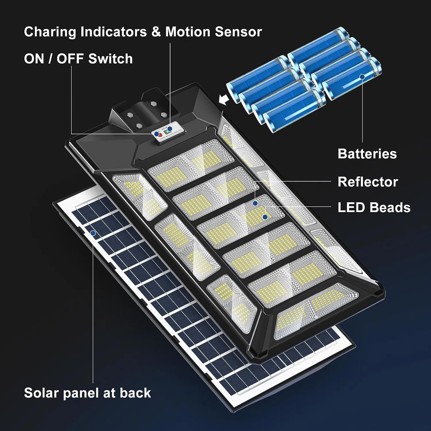 High Lumen Factory Wholesale/Supplier 1200W Solar Powered Street Lamp Road Home Battery Lighting Waterproof Motion Sensor Integrated All in One Best Outdoor Solar Light