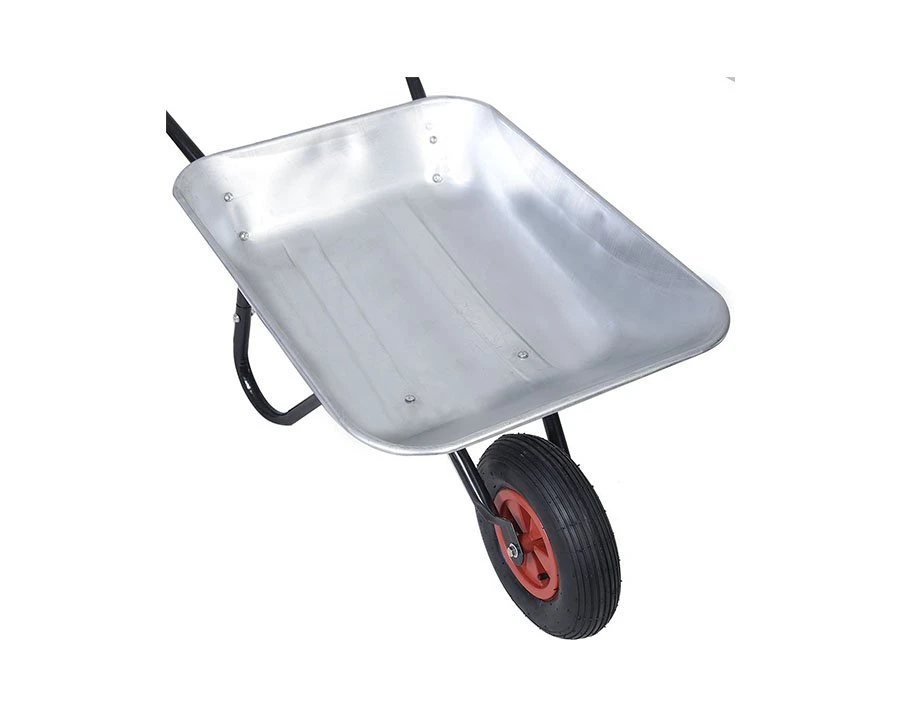 65L Wheelbarrow Heavy Duty Galvanised Home Garden Metal Cart with Pneumatic Tyre