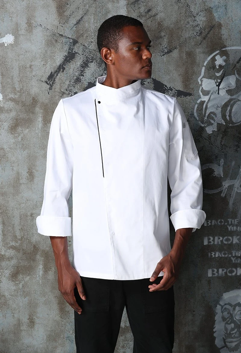 Restaurant Poly Cotton Long Sleeve One Button Chef Uniforms Chef Clothing Clothes Chef Workwear