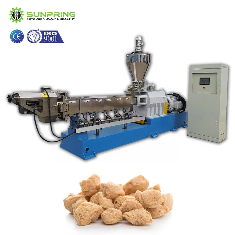 12 Years Factory Soya Chunk Processing Machines + Extruder Machine Beans Vegan Meat Food No-Worry After-Sale Automatic Chunks Making Soybean