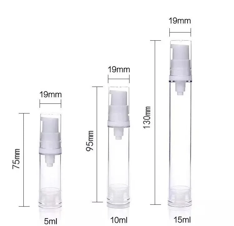 Rts 15ml Plastic Transparent Airless Portable Bottle Pump Lotion