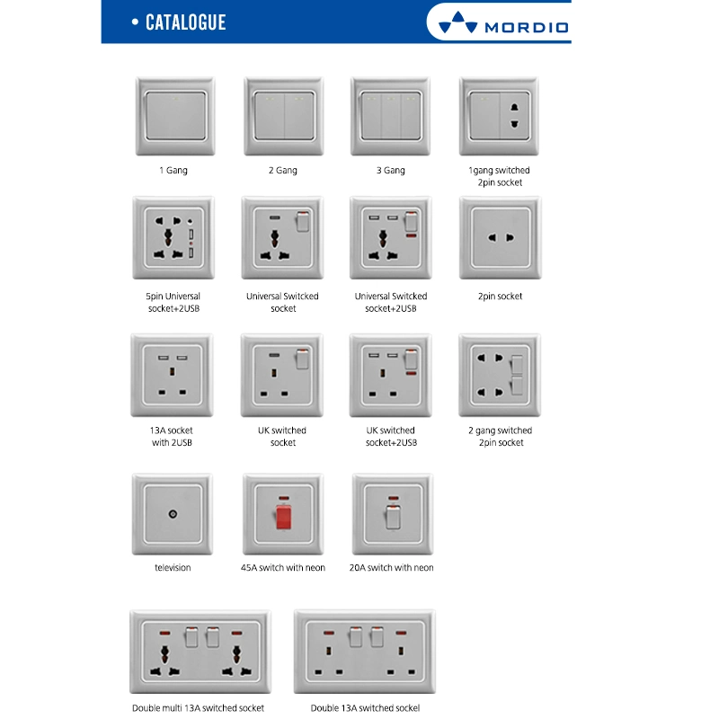 C3.2 prix d'usine UK PC double toucher Accueil 16A 250V Smart électrique Interrupteur des feux de l'interrupteur mural Sockets