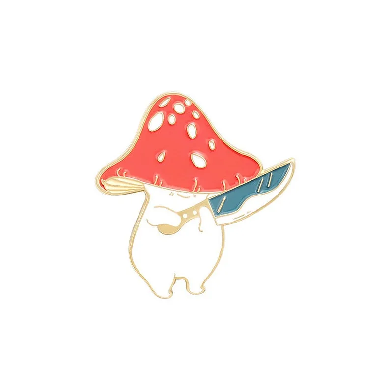 Original Factory Customized Gold Plated Metal Alloy Soft Enamel Shiled Shaped Emblem Badge Wholesale/Supplier Mushroom Topic Brooch Lapel Pin