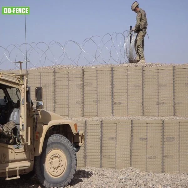 Galvanizado recubierto de PVC malla soldada Cesta Gabion militar para fines militares Blast muro de defensa de tiro