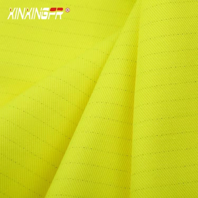 UL Nfpa2112 305GSM Cn9oz En20471 ANSI107 88%Cotton 12%Nylon Fr Fluorescent Hi-Vis Yellow Satin Fabric Us Market Hot Sale