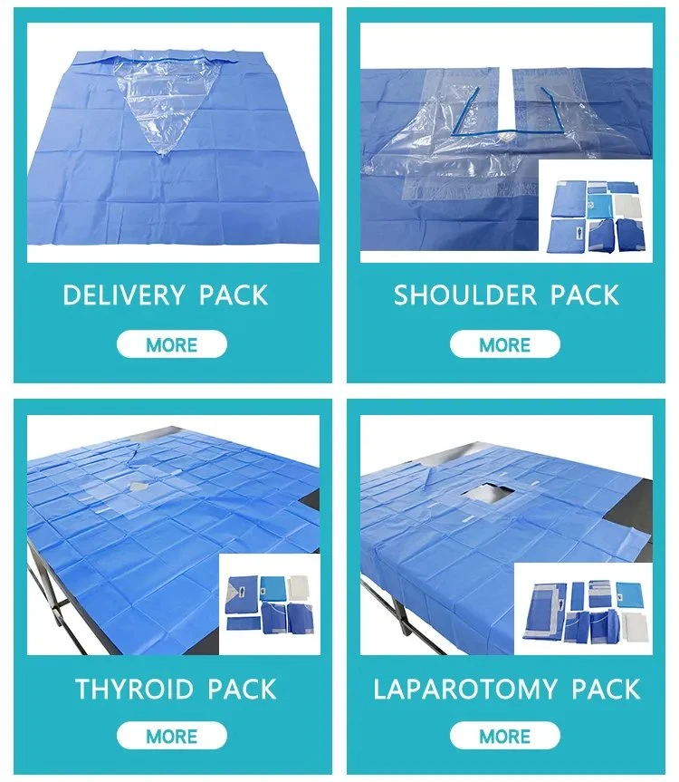 Médicos de alta calidad de la laparotomía quirúrgica drapeado Pack personalizado quirúrgico médicos desechables Kits Universal Universal drapeado Pack