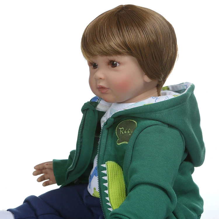 60cm de alta calidad renace Niño Boy Doll en Hoodie vestir muñeca Bebe Reborn 6-9mes el verdadero tamaño de la Baby Doll