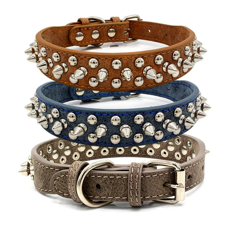 Studded Tactical Spike Leather Pet Tie Pet Collar Price