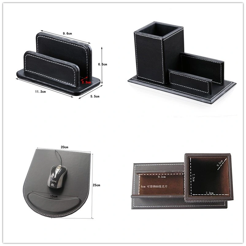 Luxury Custom Leather Supplies Pen Holder Gift Desk Office Organizer Set