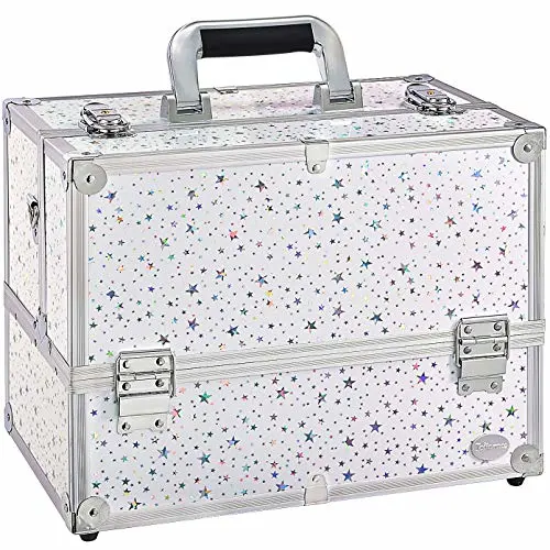 Makeup Case 6 Trays Largetrain Cases Cosmetic Organizer Storage Case - Star Pattern