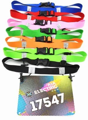 Factory Customized Marathon Triathlon Running Elastic Race Number Belt with Gel Holders