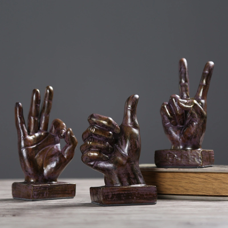 Creative Resin Retro Finger Gesture Home Decor