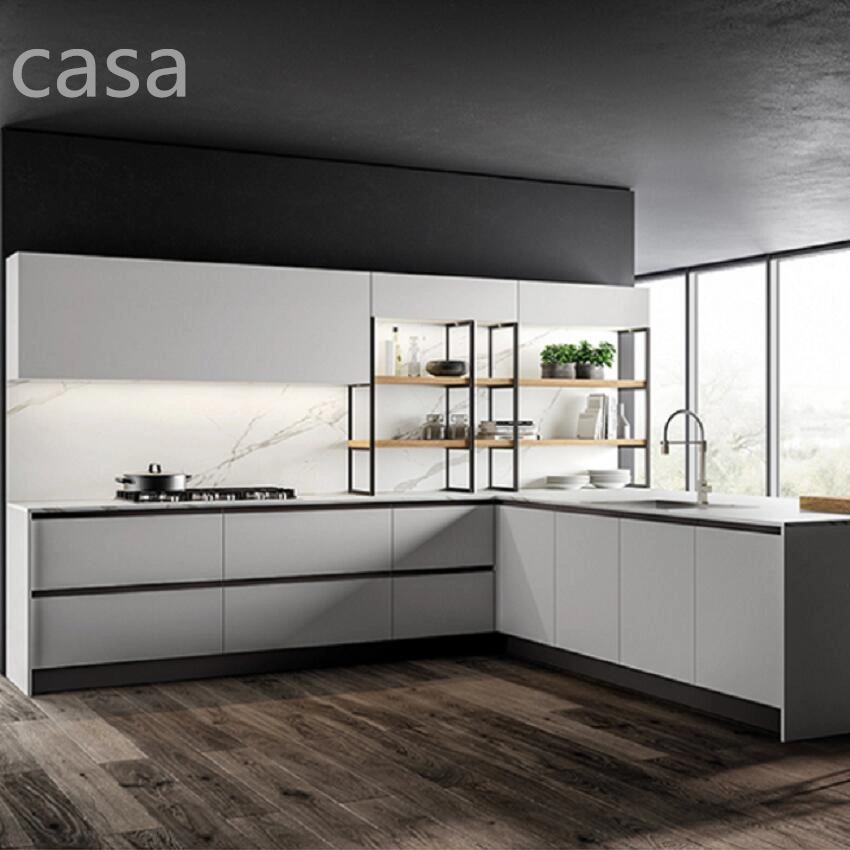 Austrália Home mobiliário moderno Oak Black Kitchen armários cozinha armazenamento Armário de despensa