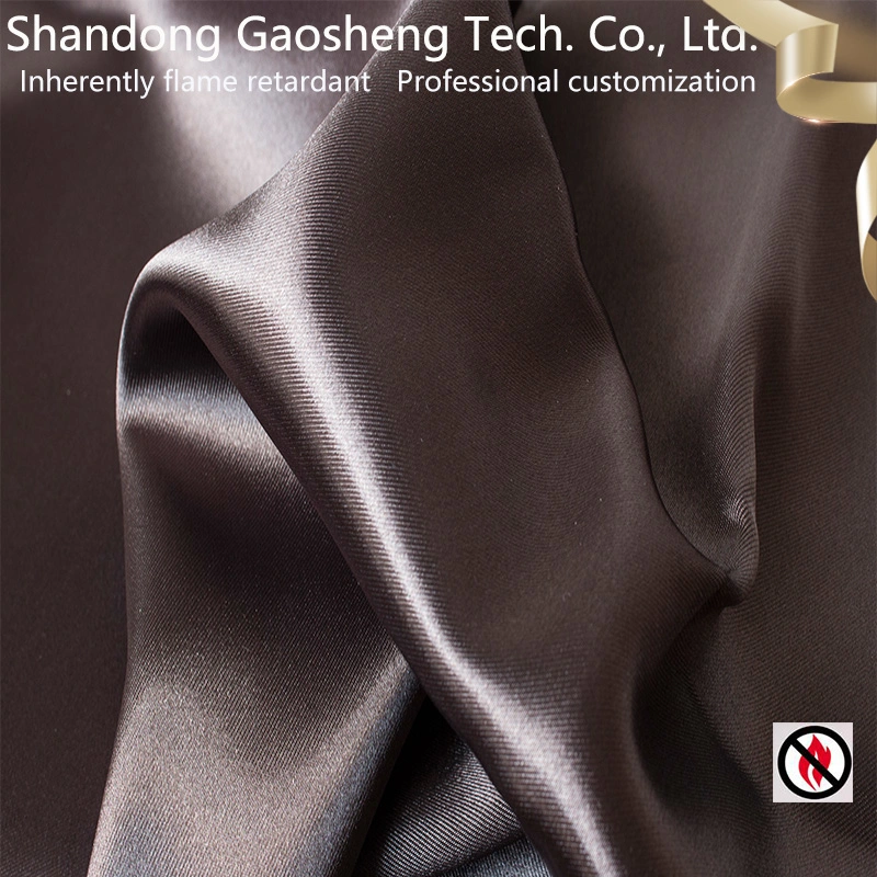 Factory Directly Sales Silk Like Polyester Home Textile Fire Retardant Satin Fabric for Hotel Curtain