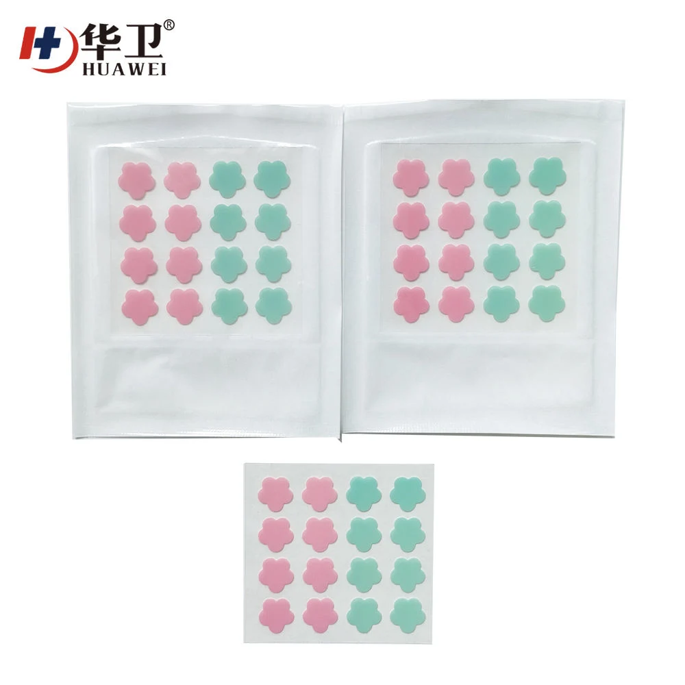 China OEM Two Color Flower Shape Acne Patch Hydrocolloid Acne Pimples Blemish Patch Facial Spots Treatment 20dots/Patch Facial Cleansing Patch