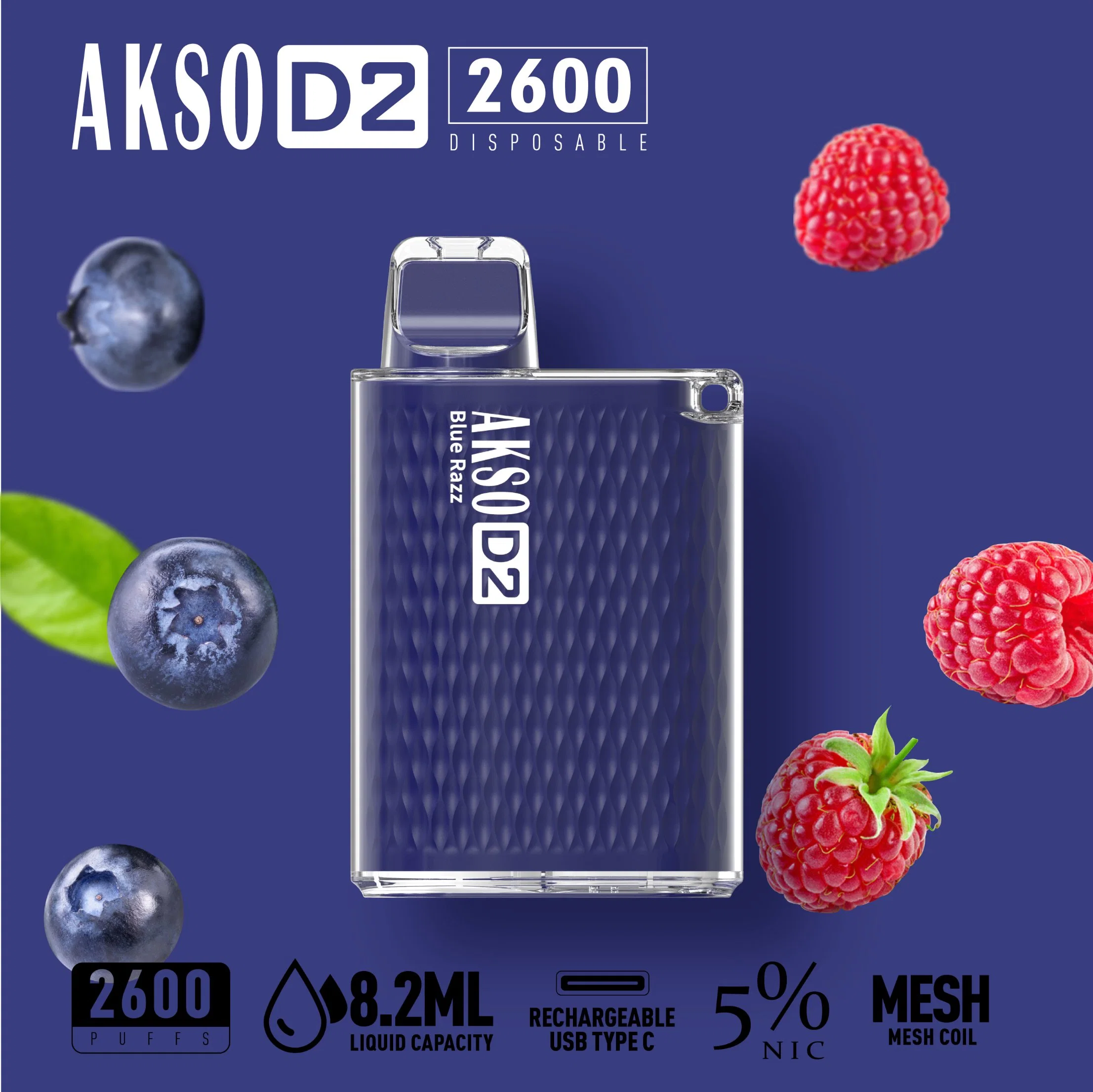 Wholesale/Supplier Price Disposable/Chargeable Electronic Cigarette 2600 Puffs Fume Akso Vape Pen