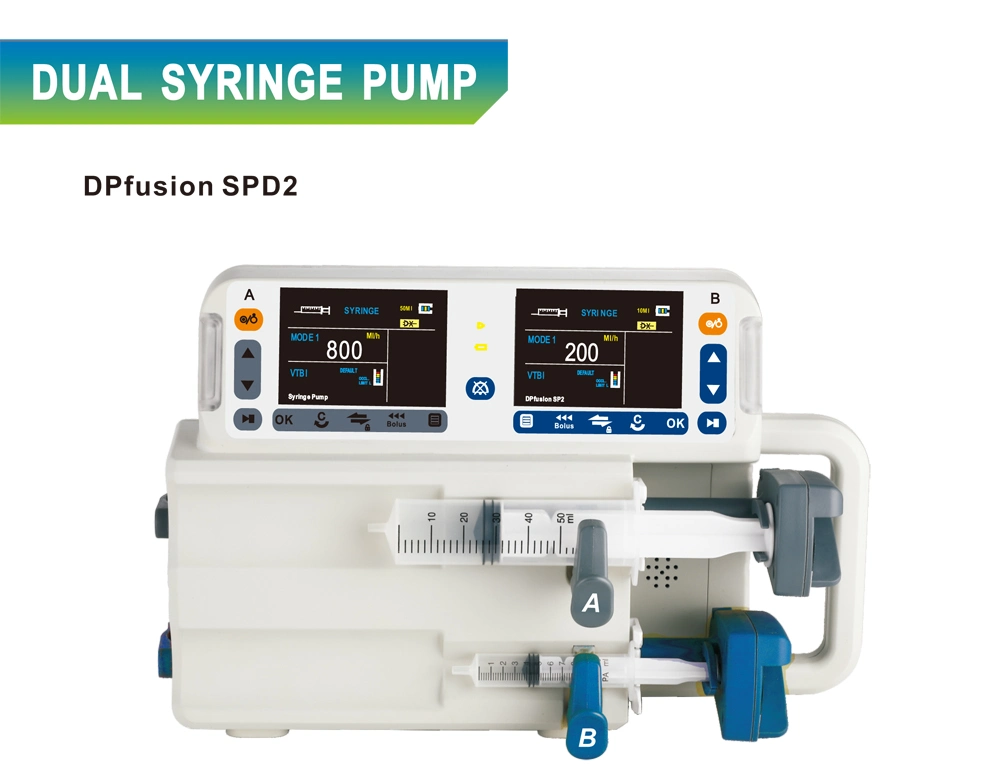 Cheap Price Medical Dual Syringe Pump with Double Channels for Hospital