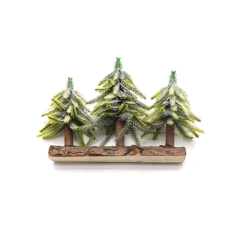 Vendendo plástico artificial pequena Pine Tree decoração Natal Miniatura Neve Pulverize a árvore de Natal