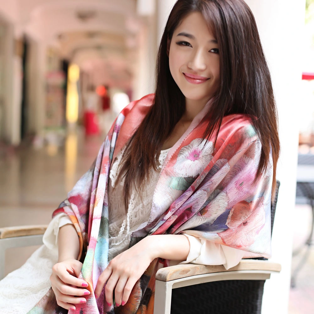 Digital Printed Pure Mulberry Silk Satin Women&prime; S Scarf Apparel Accessories