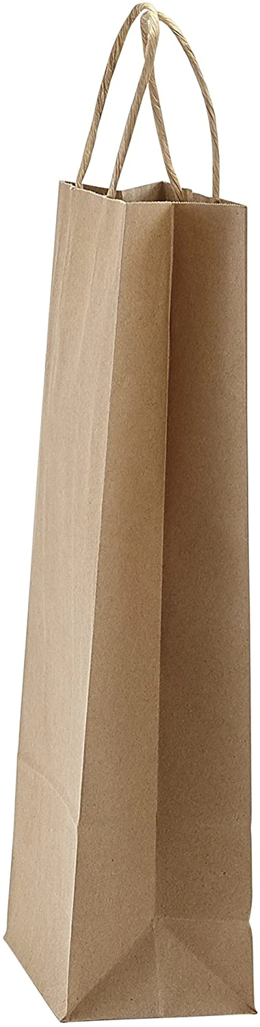 Boutique Recycled Custom Size Wine Bottle Paper Shopping Kraft Bag