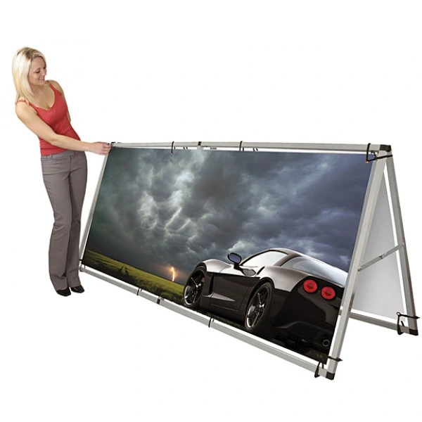 Custom Exhibition Photo Poster Display Portable Folding Stand Outdoor Double Sided a Frame Backdrop Banner with Digital Printing for Outdoor Advertising