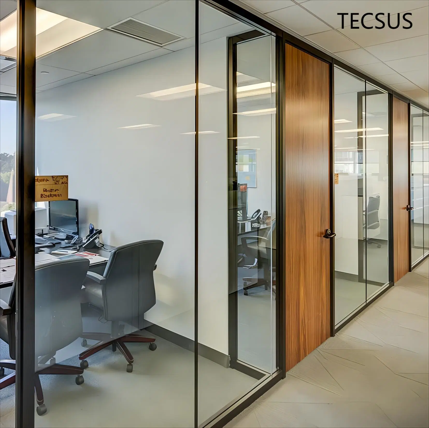 Aluminum Frame Workstations Operable Single Glazing Tempered Office Divider Glass Partition Walls