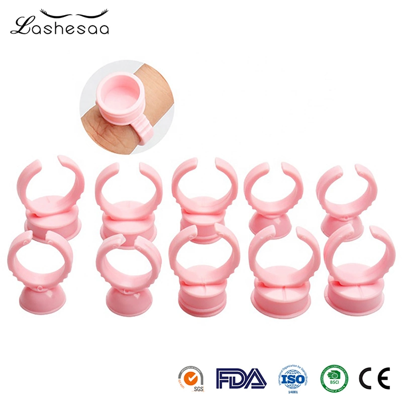 Mengfan colle anneau anneau Eyelash Chine plastique Eyelash anneau d'extension Usine Vente en gros de bagues de colle bague d'oeillet rose bague d'oeillet de colle Pour l'extension Eyelash