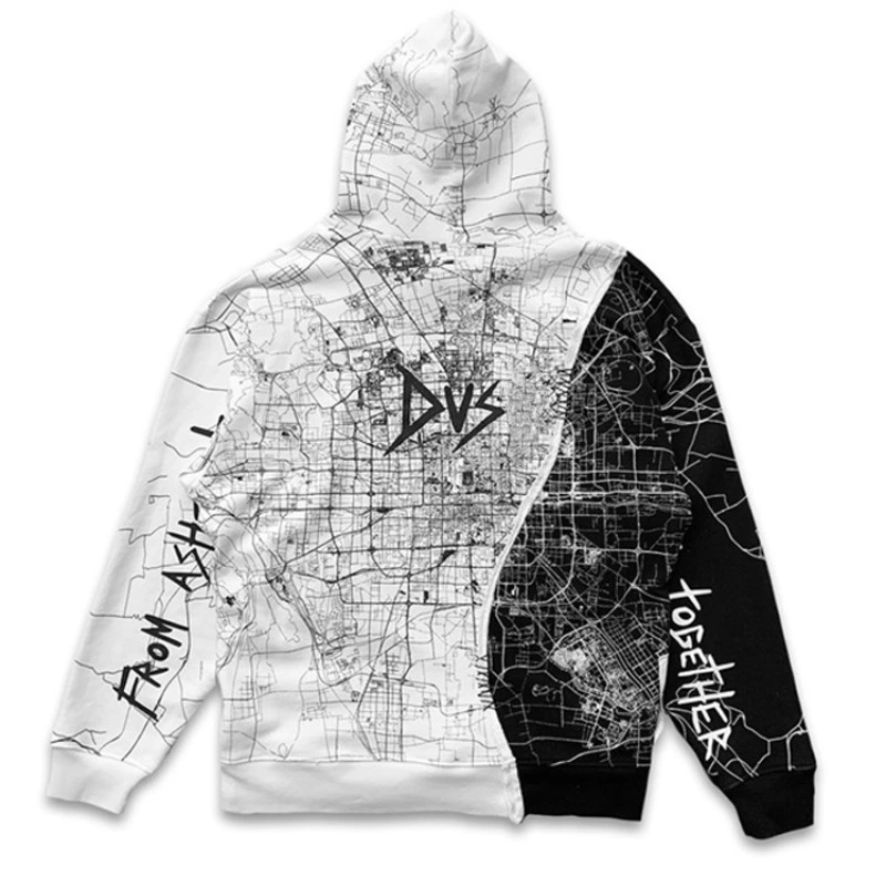 Streetwear Fashion Patchwork 100% Cotton Custom Logo Oversized Drop Shoulder Hoodies