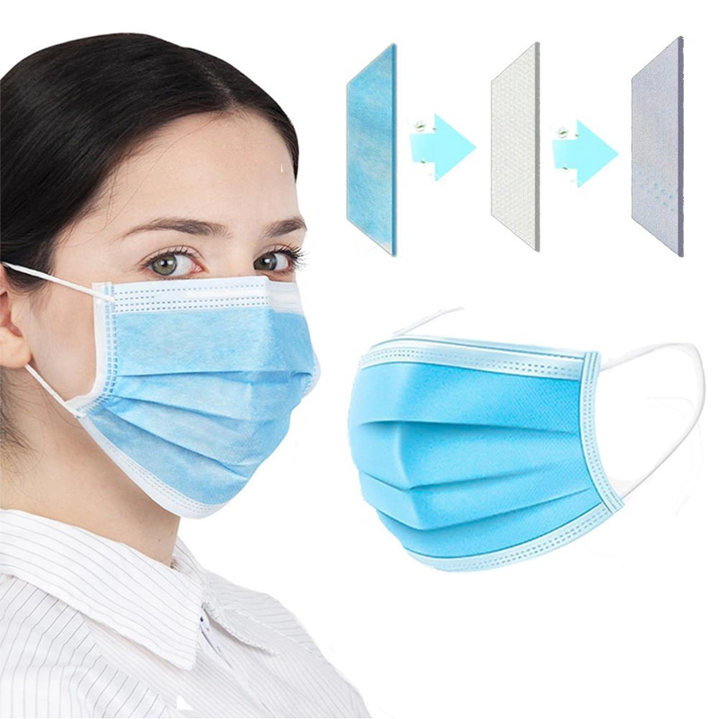 Disposable Face Mask, 3-Ply Adult Masks, Facial Cover with Elastic Earloops