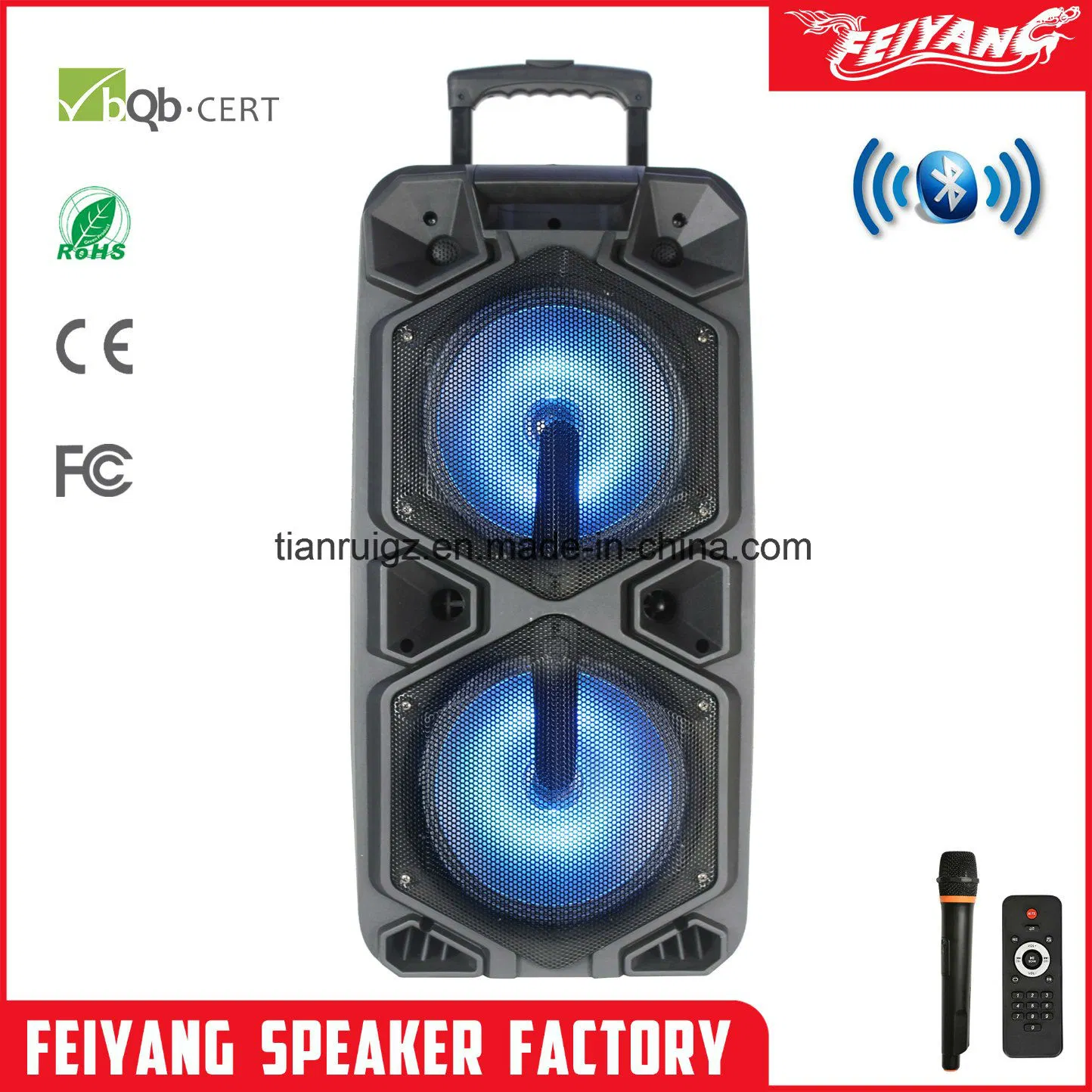 Feiyang Double 10 Inch Big Power Rechargeable Battery Trolley Speaker