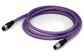 M12 Profibus Cable, Straight & Right Angle with PUR Cable, Color Purple, Length 2m