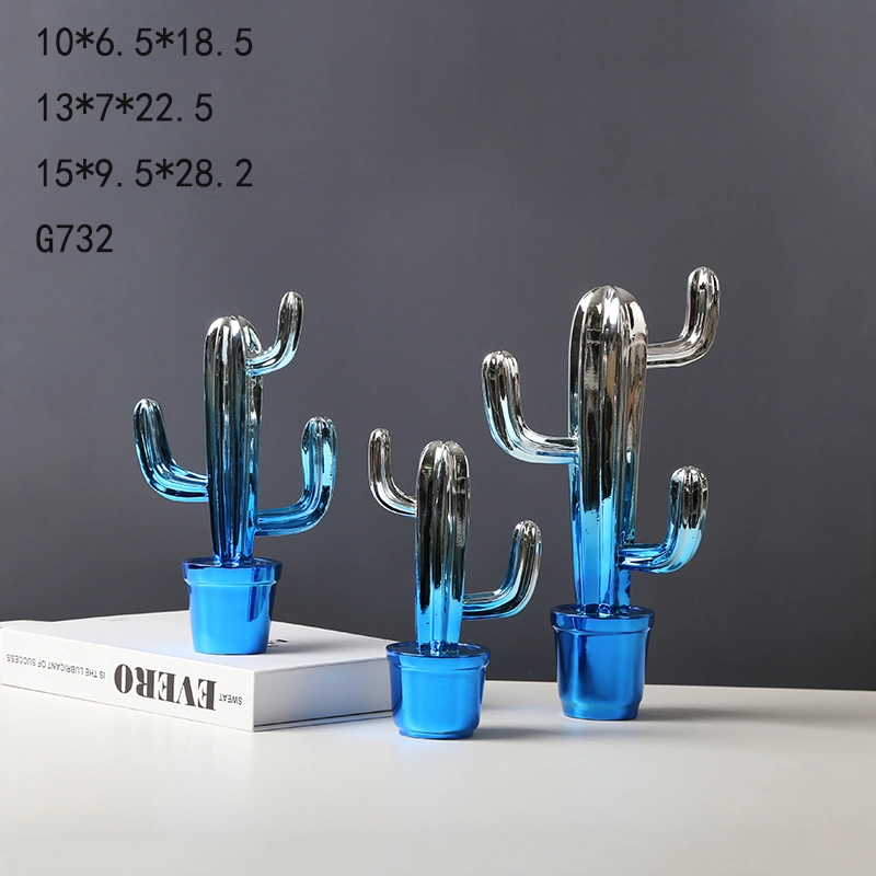 Electroplating Cactus Handmade Resin Crafts for Home and Office Decoration