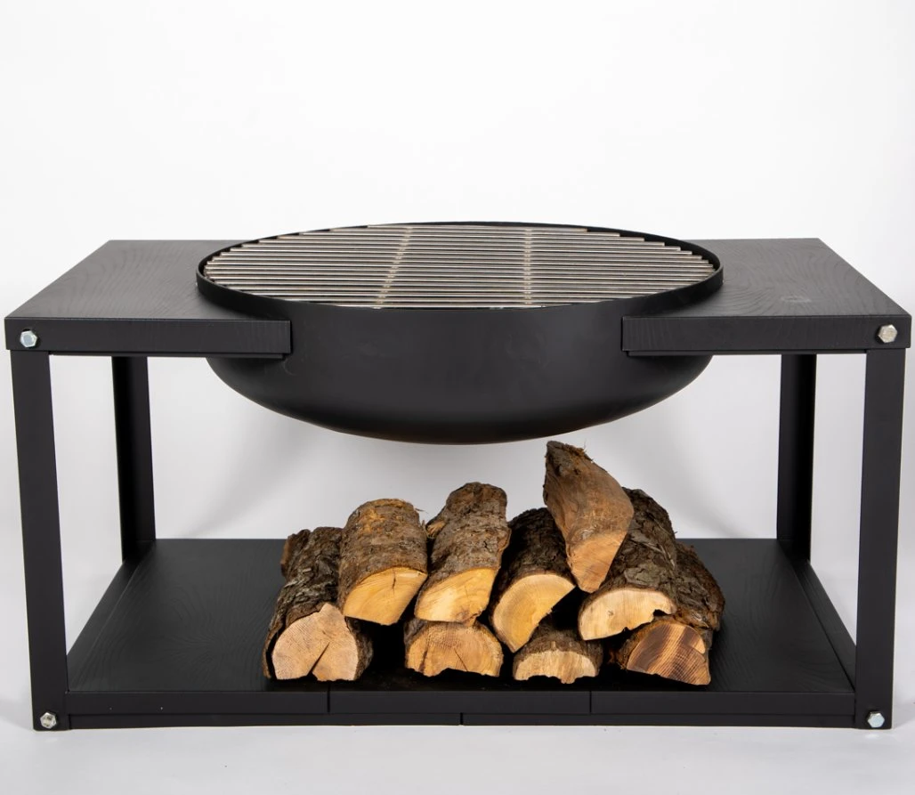 Mesa de comedor de acero al carbono con chimenea KD para el jardín