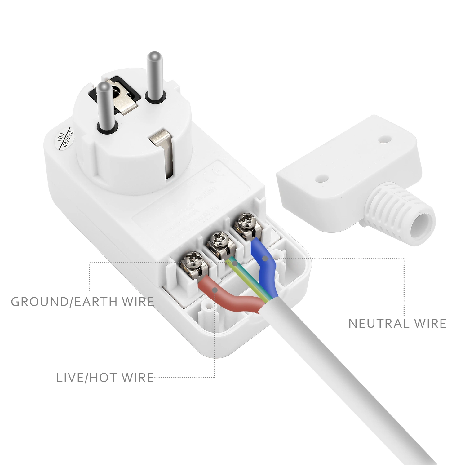 Conector hembra de la serie PRCD conector macho y hembra blanco industrial 16A 240V Enchufe eléctrico sin conexión a tierra 10mA Nb-Kl3o-16