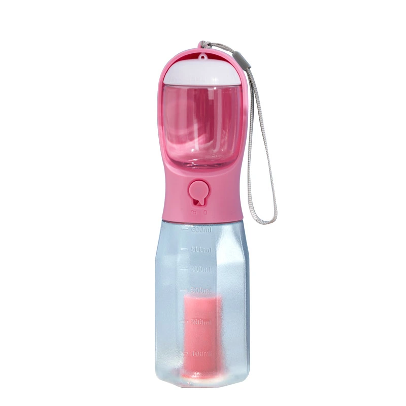 Three in One Outdoor Pet Water Bottle with Food Container and Garbage Bag Dispenser