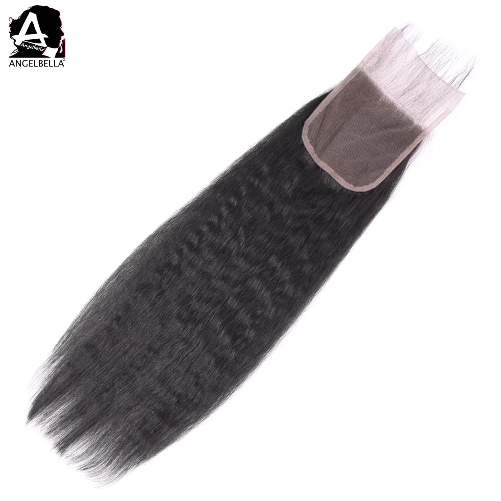 Angelbella New Styles 4X4 Lace Closures Kinky Straight Remy Human Hair Closures Wholesale/Supplier Mink Raw Virgin Brazilian Hair