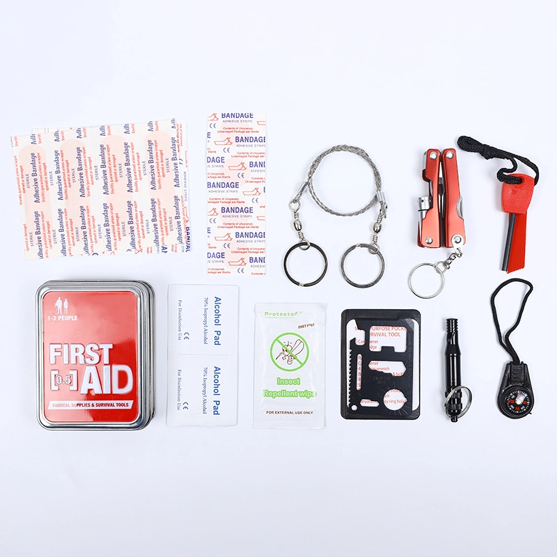 Equipamento médico Portátil Caminhadas Camping Kit de primeiros socorros de emergência Com ferramentas de sobrevivência