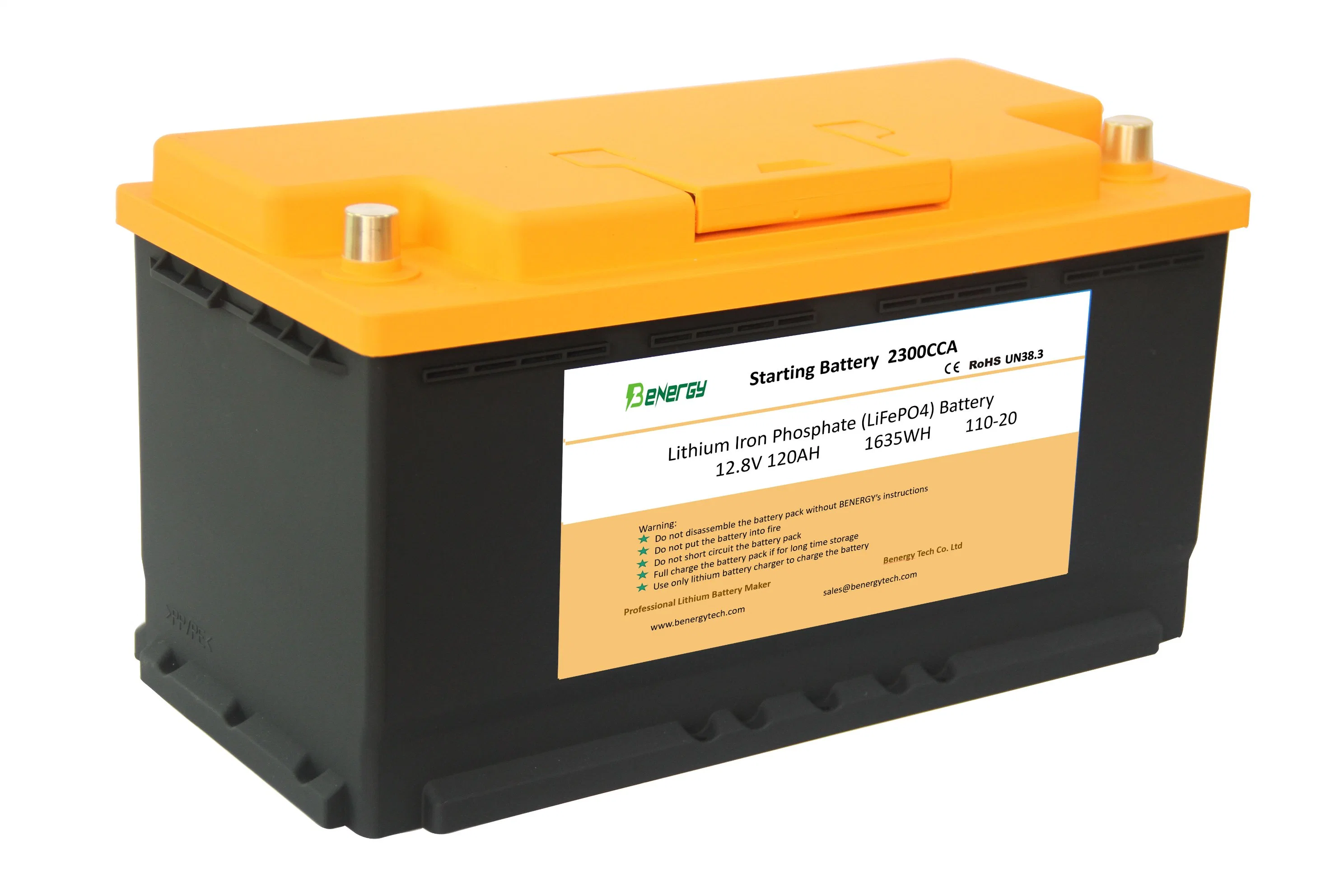 Bateria de arranque recarregável de bateria de bateria de bateria auxiliar de lítio de 120 ah, 12 V, para automóvel