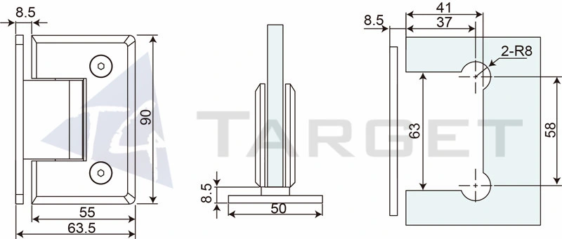 Wholesale/Supplier High quality/High cost performance  Frameless Standard Brass Bevel Spring Hinge