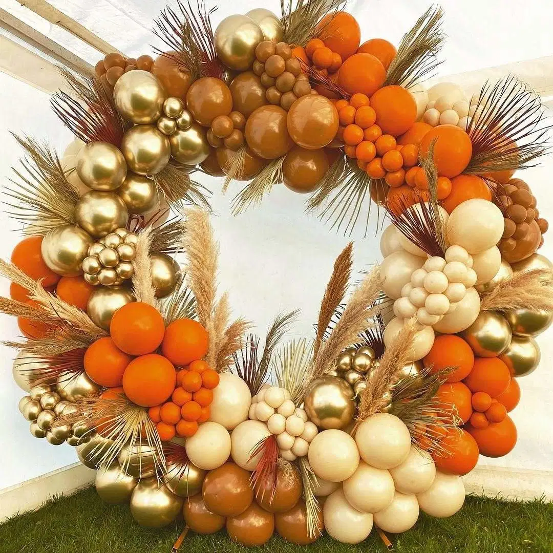 Autumn Wedding Decoration Party Supplies 282PCS Apricot Orange Mix Autumn Latex Balloon Garland Arch Orange Gold Globos