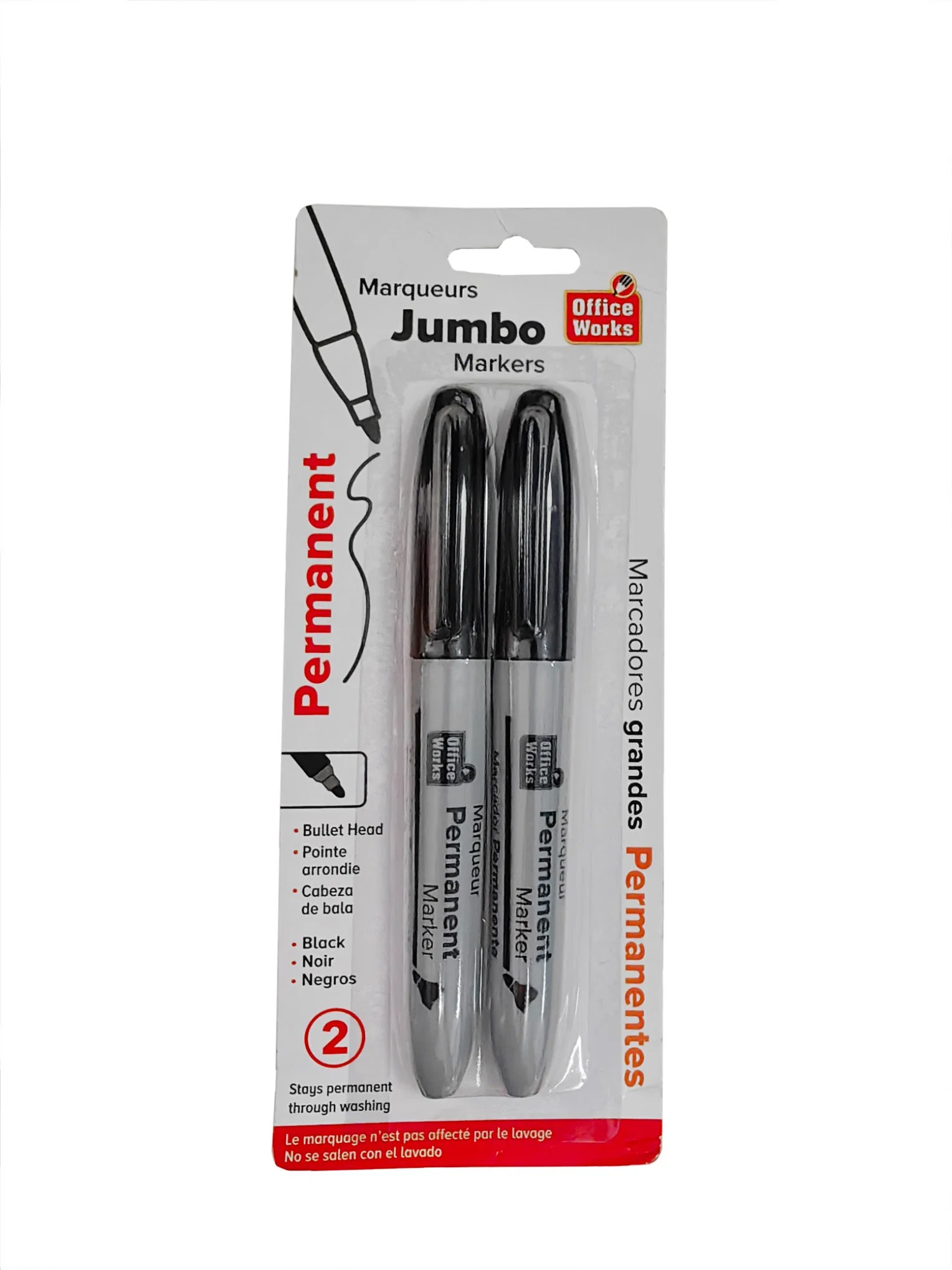 Permanent Jumbo Markers 2 PCS in Blister Card Factory Supply Non-Toxic for Students Writing