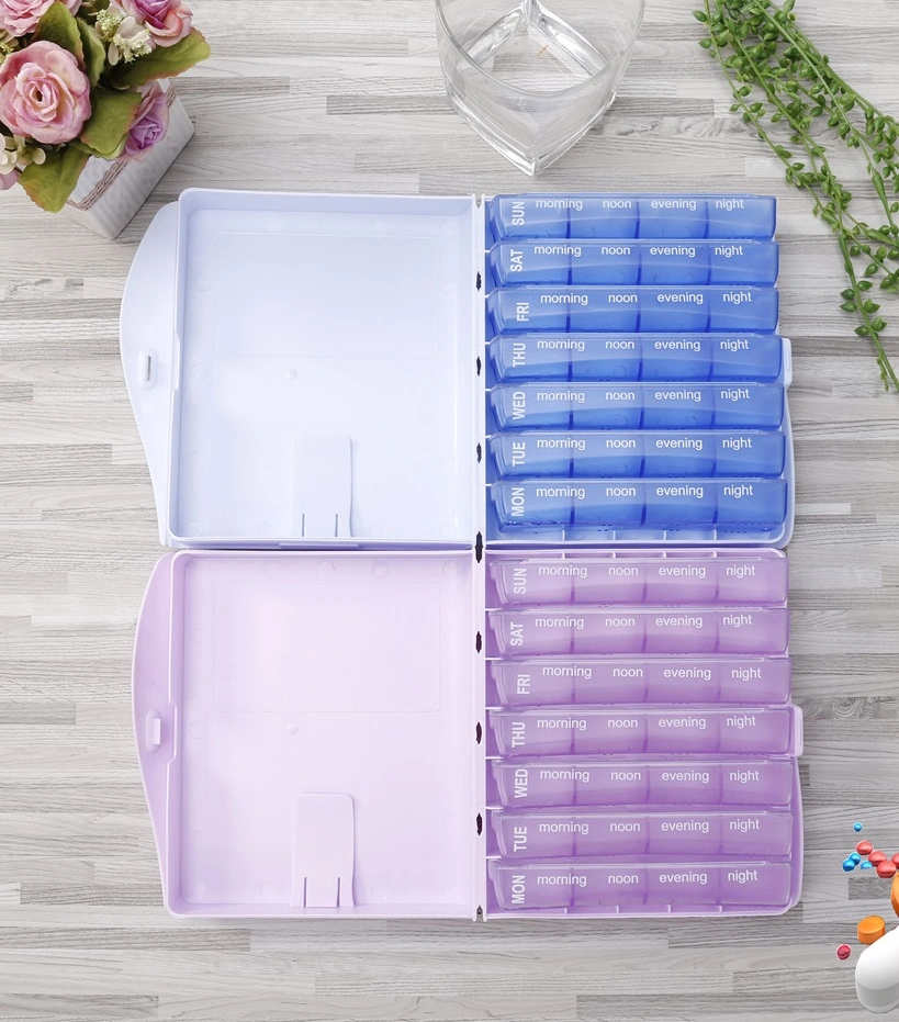 Personality Design Weekly Transparent Plastic Pill Organizer 4 Times Daily